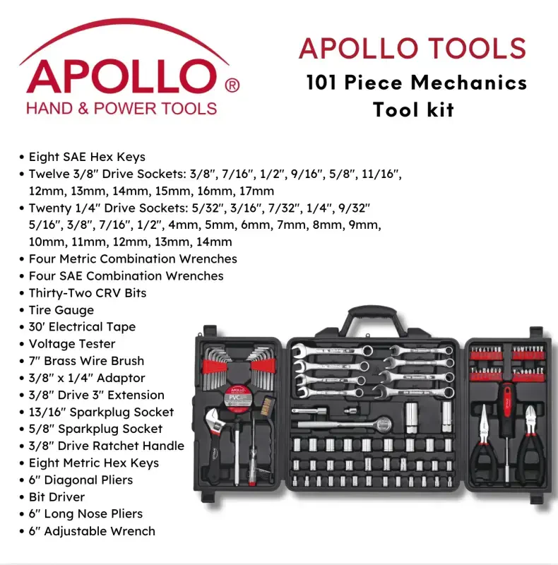 Apollo Tools DT0006 101 qismli mexanika asboblari to'plami - 4