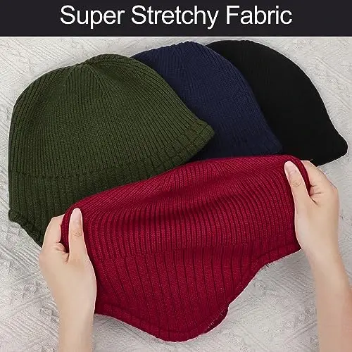 Apoway 4 Pack Qishki Issiq Quloqli Shapka Qalin Fleece Astarlı Quloq Qopqog'i Erkaklar Ayollar uchun Cho'ziluvchan Soat Bosh Suyagi Shapka - 5