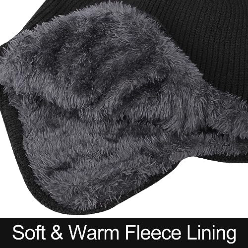 Apoway 4 Pack Winter Warm Earflap Hat Thick Fleece Lined Beanie with Ear Cover Stretchy Watch Skull Cap for Men Women - 4