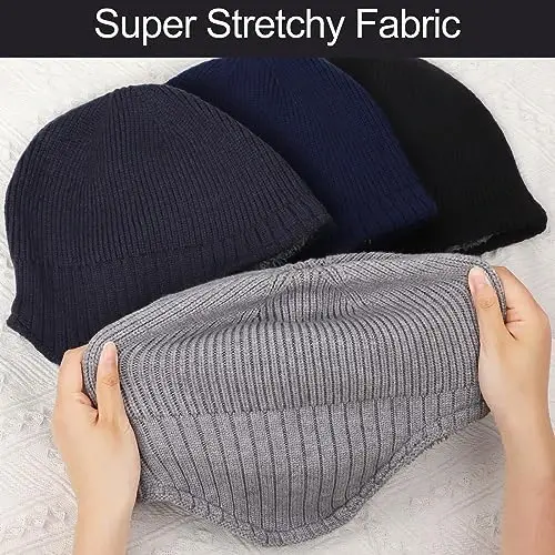 Apoway 4 Pack Winter Warm Earflap Hat Thick Fleece Lined Beanie with Ear Cover Stretchy Watch Skull Cap for Men Women - 5