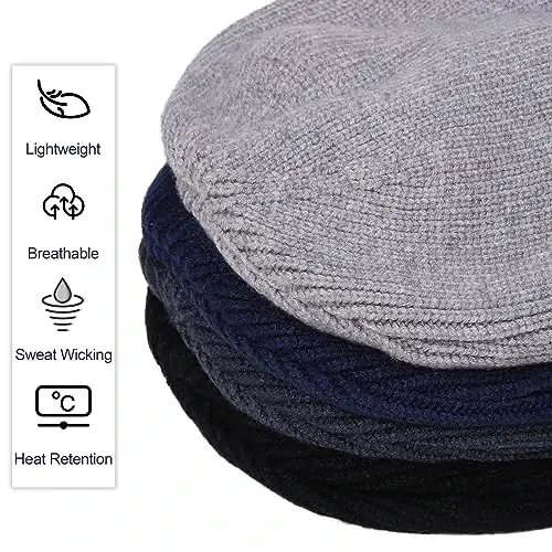 Apoway 4 Pack Winter Warm Earflap Hat Thick Fleece Lined Beanie with Ear Cover Stretchy Watch Skull Cap for Men Women - 6