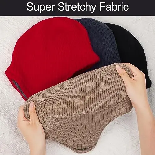 Apoway 4 Pack Winter Warm Earflap Hat Thick Fleece Lined Beanie with Ear Cover Stretchy Watch Skull Cap for Men Women - 5