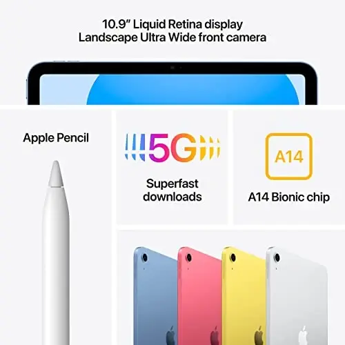 Apple 2022 iPad 10.9-inch, Wi-Fi + Cellular, 64GB - Blue (Renewed) - 4