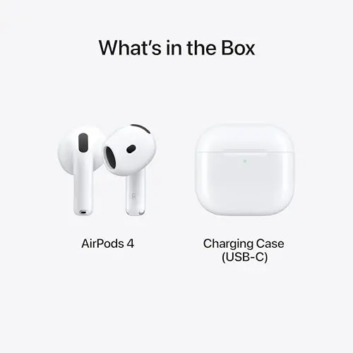 Apple AirPods 4 Wireless Earbuds, Bluetooth Headphones, Personalized Spatial Audio, Sweat and Water Resistant, USB-C Charging Case, H2 Chip, Up to 30 Hours of Battery Life with AppleCare+ (2 Years) - 6