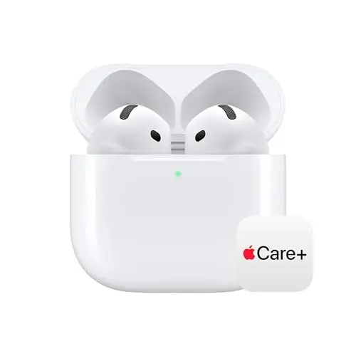 Apple AirPods 4 Wireless Earbuds, Bluetooth Headphones, with Active Noise Cancellation, Adaptive Audio, Transparency Mode, Personalized Spatial Audio, USB-C Charging Case with AppleCare+ (2 Years) - APPLE