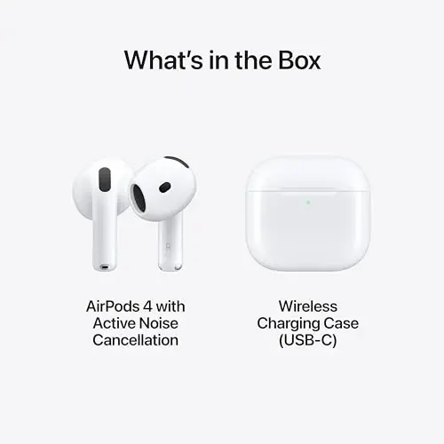Apple AirPods 4 Wireless Earbuds, Bluetooth Headphones, with Active Noise Cancellation, Adaptive Audio, Transparency Mode, Personalized Spatial Audio, USB-C Charging Case with AppleCare+ (2 Years) - 6