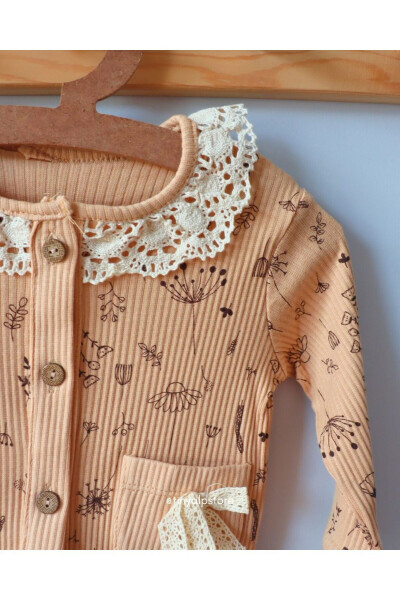 Apple Blossom Patterned Soft Fabric with Lace Detail - 3