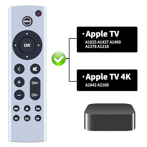 Apple TV 4K/ Gen 1 2 3 4/ HD A2843 A2737 A2169 A1842 A1625 A1427 A1469 A1378 A1218 A1294 (Sesli Komut Özelliği Yok) Modelleri İçin Uyumlu Evrensel Yedek Kumanda - 4