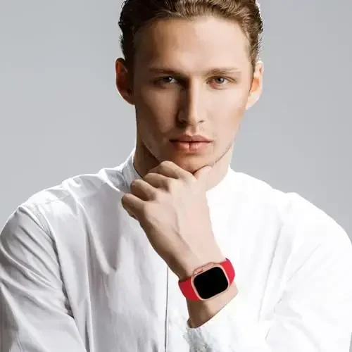 Apple Watch 38mm 40mm 41mm 42mm 44mm 45mm 49mm bilan mos keladigan sport bantlari, iWatch Series Ultra 10/9/8/7/6/5/4/3/2/1 SE ayollar erkaklar uchun yumshoq silikon almashtiriladigan suv o'tkazmaydigan bilaguzuk, qizil - 6