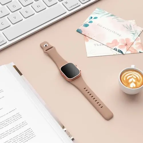 Apple Watch 38mm 40mm 41mm 42mm 44mm 45mm 49mm bilan mos keladigan sport tasmalar, yumshoq silikon almashtiriladigan suv o'tkazmaydigan bilaguzuk iWatch Series Ultra 10/9/8/7/6/5/4/3/2/1 SE ayollar erkaklar uchun, sutli choy - 2