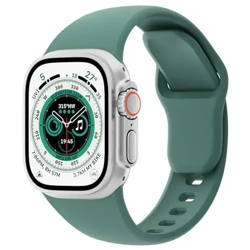 Apple Watch 38mm 40mm 41mm 42mm 44mm 45mm 49mm bilan mos keluvchi sport bantlari, yumshoq silikon almashtiriladigan suv o'tkazmaydigan tasma bilaguzuk iWatch Series Ultra 10/9/8/7/6/5/4/3/2/1 SE ayollar erkaklar, Midnight Green - Sport