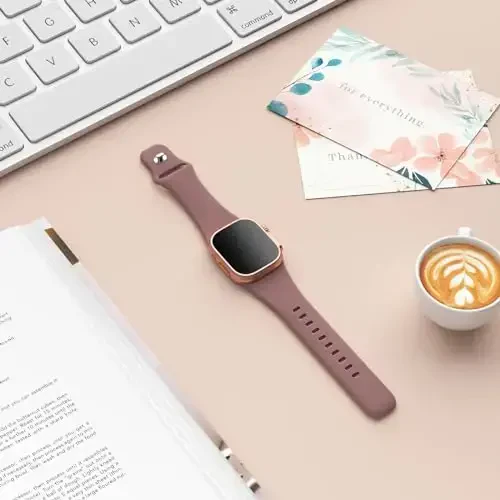 Apple Watch 38mm 40mm 41mm 42mm 44mm 45mm 49mm bilan mos keluvchi sport tasmalar, yumshoq silikon almashtiriladigan suv o'tkazmaydigan bilaguzuk iWatch Series Ultra 10/9/8/7/6/5/4/3/2/1 SE ayollar erkaklar uchun, tutun binafsha - 2