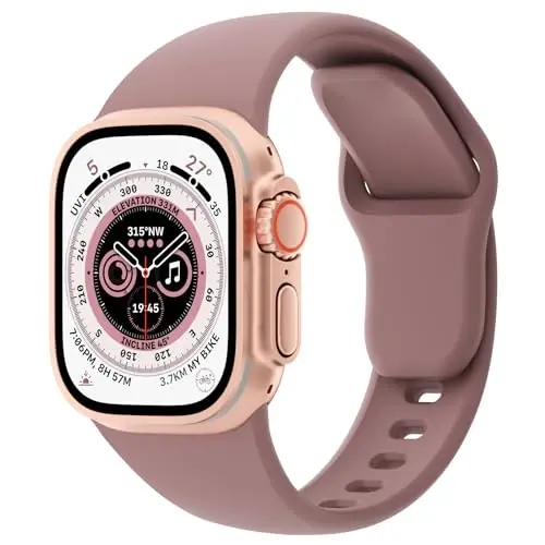 Apple Watch 38mm 40mm 41mm 42mm 44mm 45mm 49mm bilan mos keluvchi sport tasmalar, yumshoq silikon almashtiriladigan suv o'tkazmaydigan bilaguzuk iWatch Series Ultra 10/9/8/7/6/5/4/3/2/1 SE ayollar erkaklar uchun, tutun binafsha - 1
