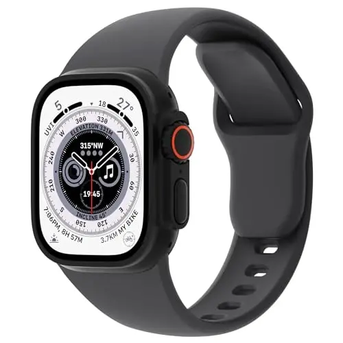 Apple Watch 38mm 40mm 41mm 42mm 44mm 45mm 49mm bilan mos keluvchi sport tasmalar, yumshoq silikon almashtiriladigan suv o'tkazmaydigan iWatch Series Ultra 10/9/8/7/6/5/4/3/2/1 SE ayollar erkaklar uchun bilaguzuk, Antratsit 