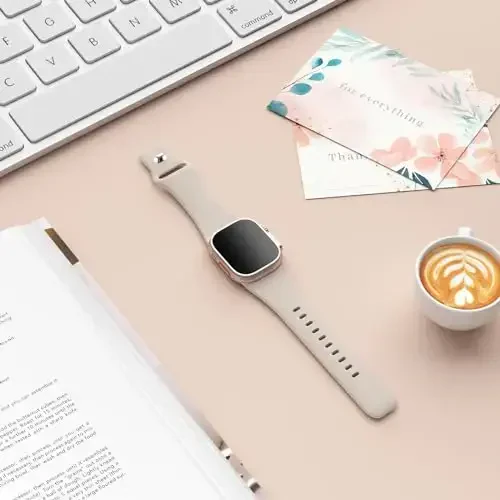 Apple Watch 38mm 40mm 41mm 42mm 44mm 45mm 49mm bilan mos sport tasmalar, yumshoq silikon almashtiriladigan suv o'tkazmaydigan bilaguzuk iWatch Series Ultra 10/9/8/7/6/5/4/3/2/1 SE ayollar erkaklar uchun, Starlight - 2