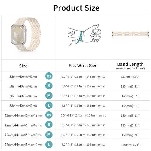 Apple Watch 38mm 40mm 41mm 42mm 44mm 45mm 49mm ile Uyumlu 6'lı Örgülü Solo Loop Bantlar, Spor Esnek Elastik Kayış Bileklikler iWatch Serisi 9/8/7/6/5/4/3/2/1 Ultra SE Kadın Erkek - 7