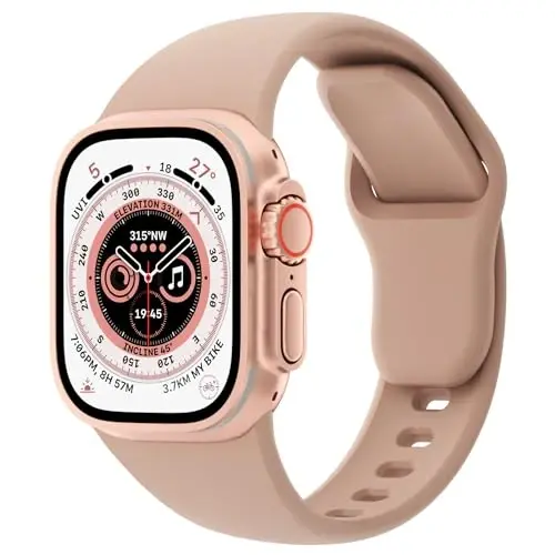 Sport Bands Compatible with Apple Watch 38mm 40mm 41mm 42mm 44mm 45mm 49mm, Soft Silicone Replacement Waterproof Strap Wristband for iWatch Series Ultra 10/9/8/7/6/5/4/3/2/1 SE Women Men, Milk Tea - MODAZONE