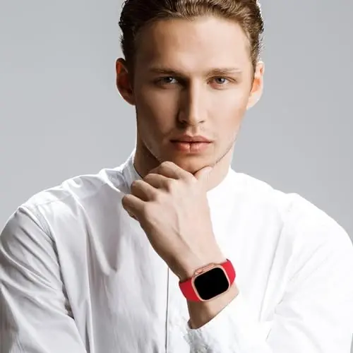 Sport Bands Compatible with Apple Watch 38mm 40mm 41mm 42mm 44mm 45mm 49mm, Soft Silicone Replacement Waterproof Strap Wristband for iWatch Series Ultra 10/9/8/7/6/5/4/3/2/1 SE Women Men, Red - 6