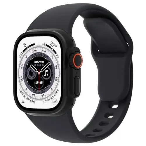 Sport Bands Compatible with Apple Watch 38mm 40mm 41mm 42mm 44mm 45mm 49mm, Soft Silicone Replacement Waterproof Strap Wristband for iWatch Series Ultra 10/9/8/7/6/5/4/3/2/1 SE Women Men, Midnight 
