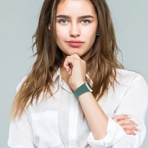 Sport Bands Compatible with Apple Watch 38mm 40mm 41mm 42mm 44mm 45mm 49mm, Soft Silicone Replacement Waterproof Strap Wristband for iWatch Series Ultra 10/9/8/7/6/5/4/3/2/1 SE Women Men, Midnight Green - 4