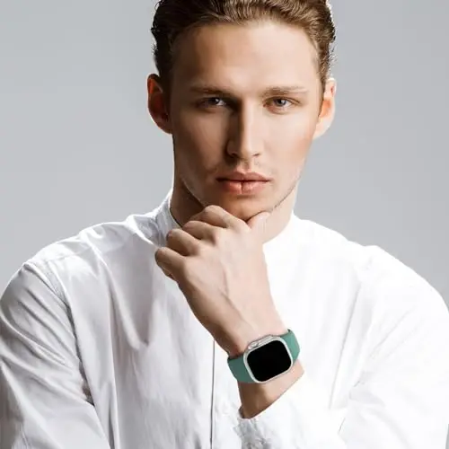 Sport Bands Compatible with Apple Watch 38mm 40mm 41mm 42mm 44mm 45mm 49mm, Soft Silicone Replacement Waterproof Strap Wristband for iWatch Series Ultra 10/9/8/7/6/5/4/3/2/1 SE Women Men, Midnight Green - 6