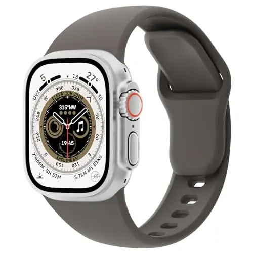 Sport Bands Compatible with Apple Watch 38mm 40mm 41mm 42mm 44mm 45mm 49mm, Soft Silicone Replacement Waterproof Strap Wristband for iWatch Series Ultra 10/9/8/7/6/5/4/3/2/1 SE Women Men, Clay - 1