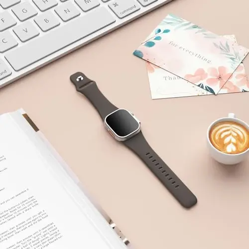 Sport Bands Compatible with Apple Watch 38mm 40mm 41mm 42mm 44mm 45mm 49mm, Soft Silicone Replacement Waterproof Strap Wristband for iWatch Series Ultra 10/9/8/7/6/5/4/3/2/1 SE Women Men, Clay - 2
