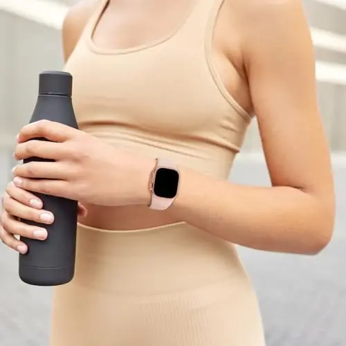 Sport Bands Compatible with Apple Watch 38mm 40mm 41mm 42mm 44mm 45mm 49mm, Soft Silicone Replacement Waterproof Strap Wristband for iWatch Series Ultra 10/9/8/7/6/5/4/3/2/1 SE Women Men, Pink Sand - 5