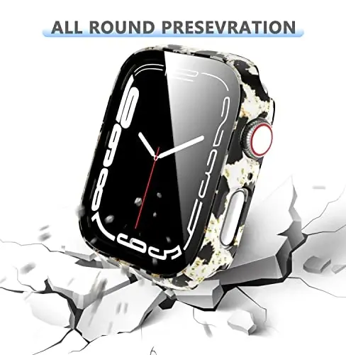 Rontion 6 Pack Hard PC Case for Apple Watch 38mm Series 3/2/1 with Tempered Glass Screen Protector, Ultra-Thin Scratch Resistant Full Protective Bumper Cover for iWatch 38mm Accessories - 4