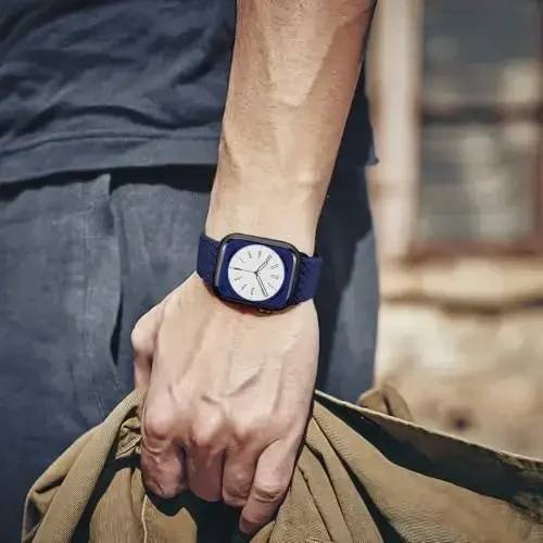 Apple Watch 40mm 41mm 38mm 45mm 44mm 42mm 46mm 49mm bilan mos keladigan magnitli örilgan Solo Loop tasmasi. Ayollar va erkaklar uchun, choʻziluvchan elastik bilaguzuk qayishi iWatch SE SE 2 Series 10 9 8 7 6 5 4 3 Ultra Ultra 2 uchun. - 2