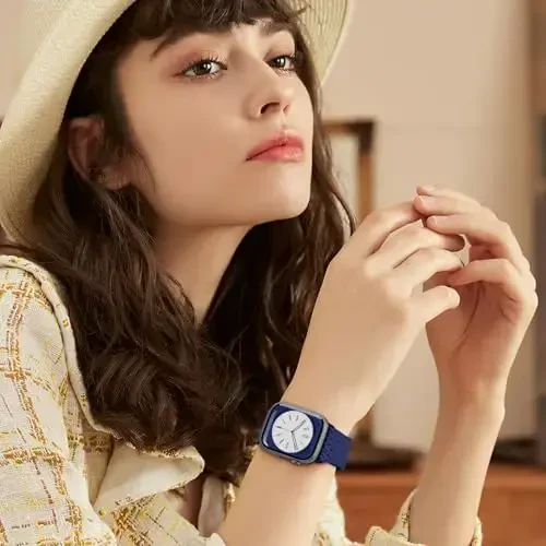 Apple Watch 40mm 41mm 38mm 45mm 44mm 42mm 46mm 49mm bilan mos keladigan magnitli örilgan Solo Loop tasmasi. Ayollar va erkaklar uchun, choʻziluvchan elastik bilaguzuk qayishi iWatch SE SE 2 Series 10 9 8 7 6 5 4 3 Ultra Ultra 2 uchun. - 4