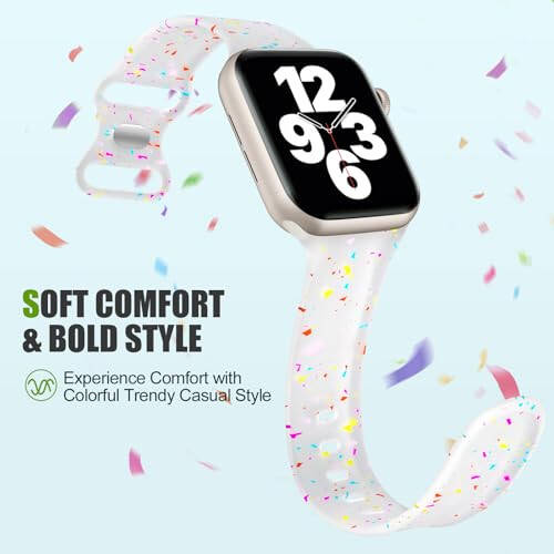 Apple Watch 41mm, 40mm, 38mm bantlarıyla uyumlu Wepro, kadın ve erkekler için SE Serisi 9, 8, 7, 6, 5, 4, 2, 1 suya dayanıklı silikon spor bant. - 3