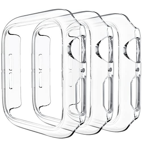 Apple Watch 44mm 6-seriya 5-seriya 4-seriya / SE uchun mos keladigan 3 ta to'plam korpus, qattiq PC bamper korpus himoya qopqog'i ramka [Ekran plyonkasi yo'q] iWatch aksessuarlari 44mm uchun mos keladi, Shaffof/Shaffof/Shaffof 
