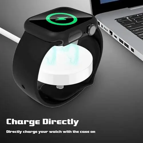 EWUONU 2 Pack Case for Apple Watch 44mm SE 3 Series 6/5/4/SE 2nd Gen with Tempered Glass Screen Protector, Full Protective Cover Hard PC Bumper Face Cover for iWatch 44mm (Black) - 6