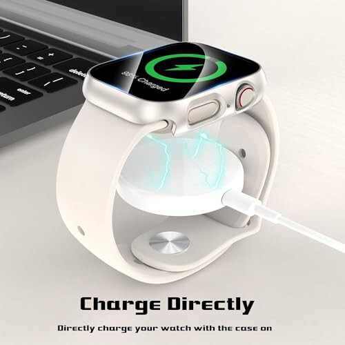 2 Pack Case for Apple Watch 44mm SE 3 Series 6/5/4/SE 2nd Gen with Tempered Glass Screen Protector, EWUONU Full Protective Cover Hard PC Bumper Face Cover for iWatch 44mm (Starlight) - 6