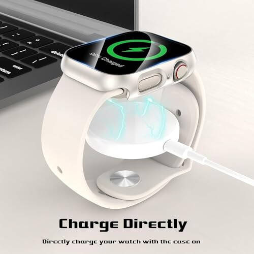 2 Pack Case for Apple Watch 44mm SE 3 Series 6/5/4/SE 2nd Gen with Tempered Glass Screen Protector, EWUONU Full Protective Cover Hard PC Bumper Face Cover for iWatch 44mm (Starlight) - 6