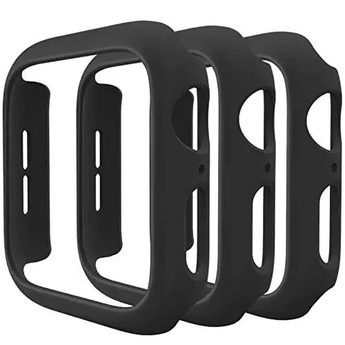 3 Pack Compatible Apple Watch Case 44mm Series 6/5/4/SE, Hard PC Bumper Case Protective Cover Frame [NO Screen Film] Compatible iWatch Accessories 44mm, Black - 1