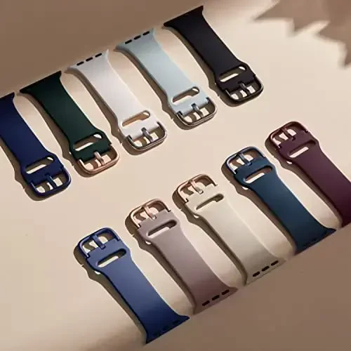 Apple Watch 49mm 46mm 45mm 44mm 42mm 41mm 40mm 38mm bilan mos keluvchi sport tasmasi, iWatch Series 11 10 9 8 7 6 5 4 3 2 1 SE Ultra ayollar erkaklar uchun klassik qisqichli yumshoq silikon almashtirish tasmasi - 5