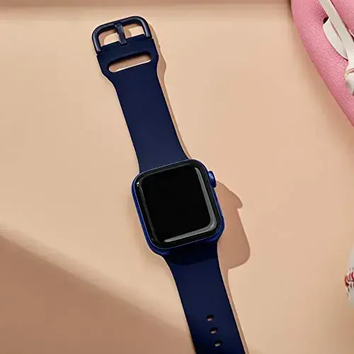 Apple Watch 49mm 46mm 45mm 44mm 42mm 41mm 40mm 38mm tasmalari bilan mos keluvchi Sport Band, iWatch Series 11 10 9 8 7 6 5 4 3 2 1 SE Ultra ayollar erkaklar uchun klassik qisqichli yumshoq silikon almashtirish tasmasi - 2