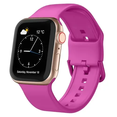 Apple Watch 49mm 46mm 45mm 44mm 42mm 41mm 40mm 38mm tasmalari bilan mos keluvchi sport tasmasi, iWatch Series 11 10 9 8 7 6 5 4 3 2 1 SE Ultra ayollar erkaklar uchun klassik qisqichli yumshoq silikon o'rnini bosuvchi tasma - RECOPPA