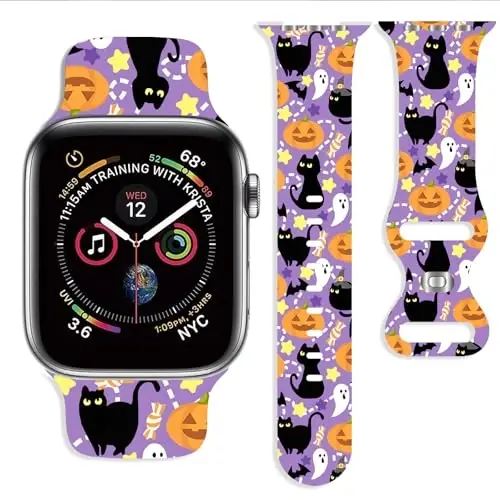 Apple Watch Band 38mm 40mm 41mm 42mm 44mm 45mm 46mm 49mm bilan mos keladigan bayram tasmasi, iWatch Ultra Series 10 9 8 7 6 5 4 3 2 1 SE uchun sozlanishi mumkin bo'lgan yumshoq silikon multfilm sport bilaguzuklari 