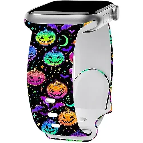 Apple Watch Band 38mm 40mm 41mm 42mm 44mm 45mm 46mm 49mm bilan mos keladigan bayram tasmasi, iWatch Ultra Series 10 9 8 7 6 5 4 3 2 1 SE uchun sozlanishi mumkin bo'lgan yumshoq silikon multfilm sport bilakuzuklari 