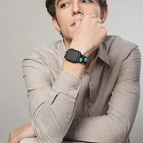 Apple Watch Band 38mm 40mm 41mm 42mm 44mm 45mm 46mm 49mm bilan mos keladigan bayram tasmasi, iWatch Ultra Series 10 9 8 7 6 5 4 3 2 1 SE uchun sozlanishi mumkin bo'lgan yumshoq silikon multfilm sport bilakuzuklari - 4