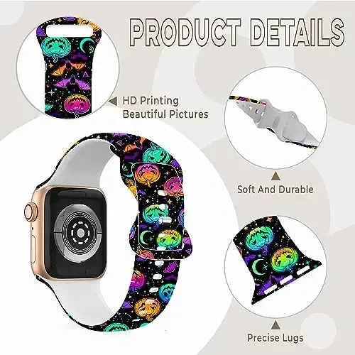 Apple Watch Band 38mm 40mm 41mm 42mm 44mm 45mm 46mm 49mm bilan mos keladigan bayram tasmasi, iWatch Ultra Series 10 9 8 7 6 5 4 3 2 1 SE uchun sozlanishi mumkin bo'lgan yumshoq silikon multfilm sport bilakuzuklari - 5
