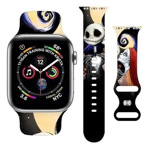 Apple Watch Band 38mm 40mm 41mm 42mm 44mm 45mm 46mm 49mm bilan mos keladigan Holiday Strap, iWatch Ultra Series 10 9 8 7 6 5 4 3 2 1 SE uchun sozlanishi mumkin bo'lgan yumshoq silikon multfilm sport bilaguzuklar 