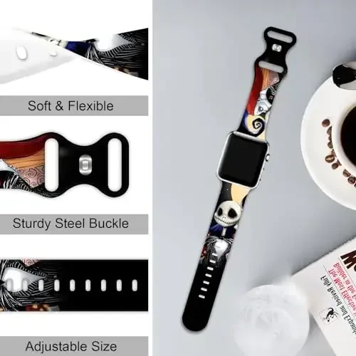 Apple Watch Band 38mm 40mm 41mm 42mm 44mm 45mm 46mm 49mm bilan mos keladigan Holiday Strap, iWatch Ultra Series 10 9 8 7 6 5 4 3 2 1 SE uchun sozlanishi mumkin bo'lgan yumshoq silikon multfilm sport bilaguzuklar - 5