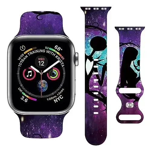 Apple Watch Band 38mm 40mm 41mm 42mm 44mm 45mm 46mm 49mm bilan mos keluvchi bayram tasmasi, iWatch Ultra Series 10 9 8 7 6 5 4 3 2 1 SE uchun sozlanishi mumkin bo'lgan almashtiriladigan yumshoq silikon multfilm sport bilakuzuklari - MODAZONE