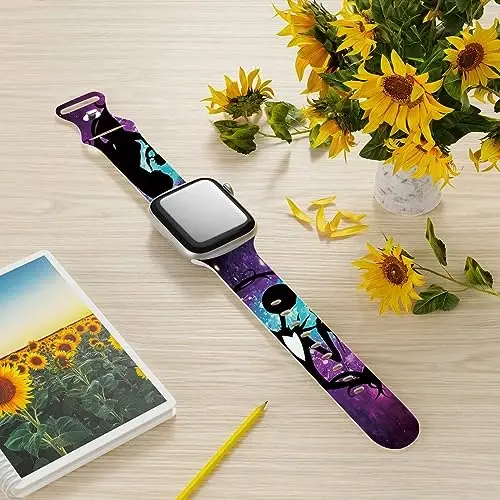 Apple Watch Band 38mm 40mm 41mm 42mm 44mm 45mm 46mm 49mm bilan mos keluvchi bayram tasmasi, iWatch Ultra Series 10 9 8 7 6 5 4 3 2 1 SE uchun sozlanishi mumkin bo'lgan almashtiriladigan yumshoq silikon multfilm sport bilakuzuklari - 2