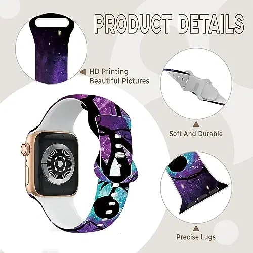 Apple Watch Band 38mm 40mm 41mm 42mm 44mm 45mm 46mm 49mm bilan mos keluvchi bayram tasmasi, iWatch Ultra Series 10 9 8 7 6 5 4 3 2 1 SE uchun sozlanishi mumkin bo'lgan almashtiriladigan yumshoq silikon multfilm sport bilaguzuklari - 5