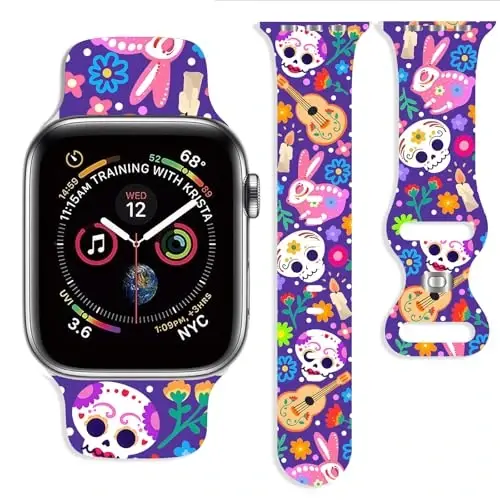 Apple Watch Band 38mm 40mm 41mm 42mm 44mm 45mm 46mm 49mm bilan mos keladigan Holiday Strap, Sozlanishi mumkin bo'lgan almashtiriladigan yumshoq silikon multfilm sport bilaguzuklari iWatch Ultra Series 10 9 8 7 6 5 4 3 2 1 SE uchun - ZENROIC-2